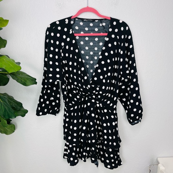 Zara Bloggers Favorite Black and White Polka Dot Dress - Picture 2 of 7